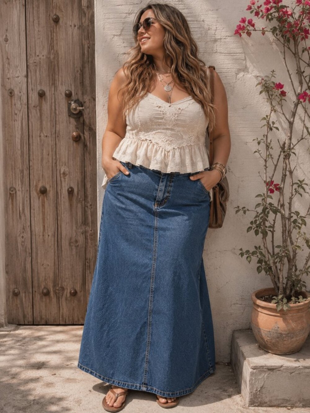 Vintage Old Navy Denim Maxi Skirt | 90s Low Rise Jean Skirt | Casual Boho